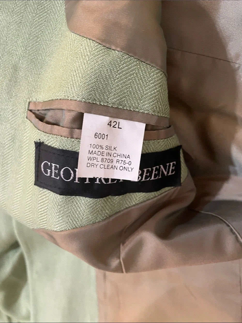 Geoffrey Beene Silk Light Green Classic Blazer Sport Jacket NWOT Sz 42 L